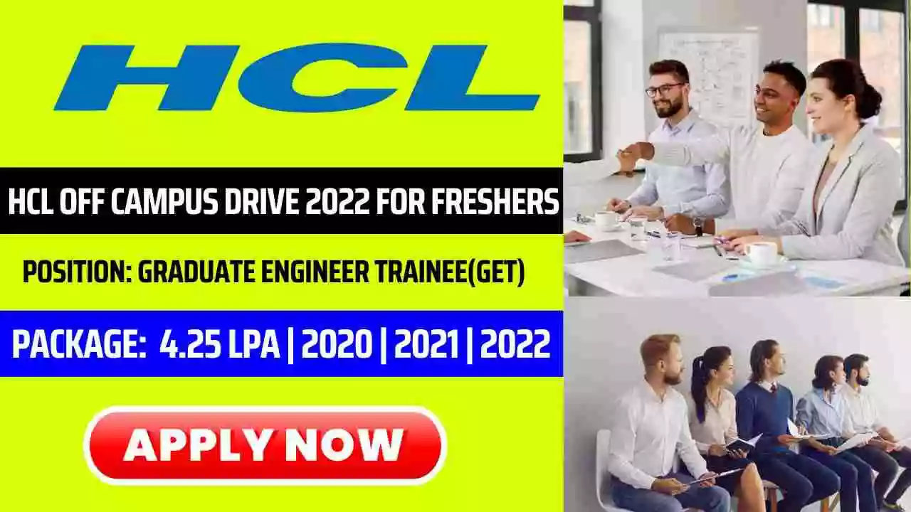 HCL Mass Recruitment | HCL Off Campus Drive 2022 For Software Engineer