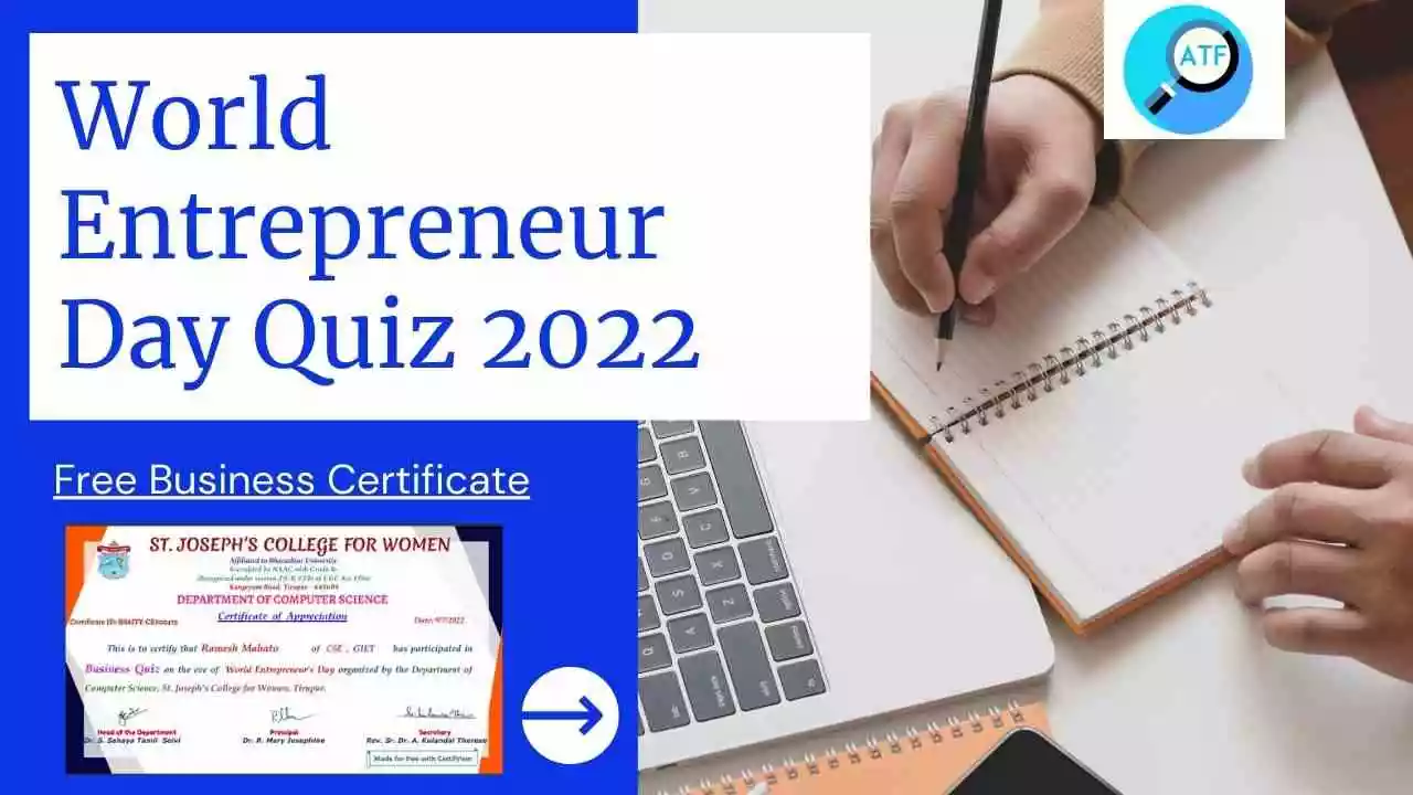 World Entrepreneur Day Quiz 2022 | Business Quiz Today- Current Affair